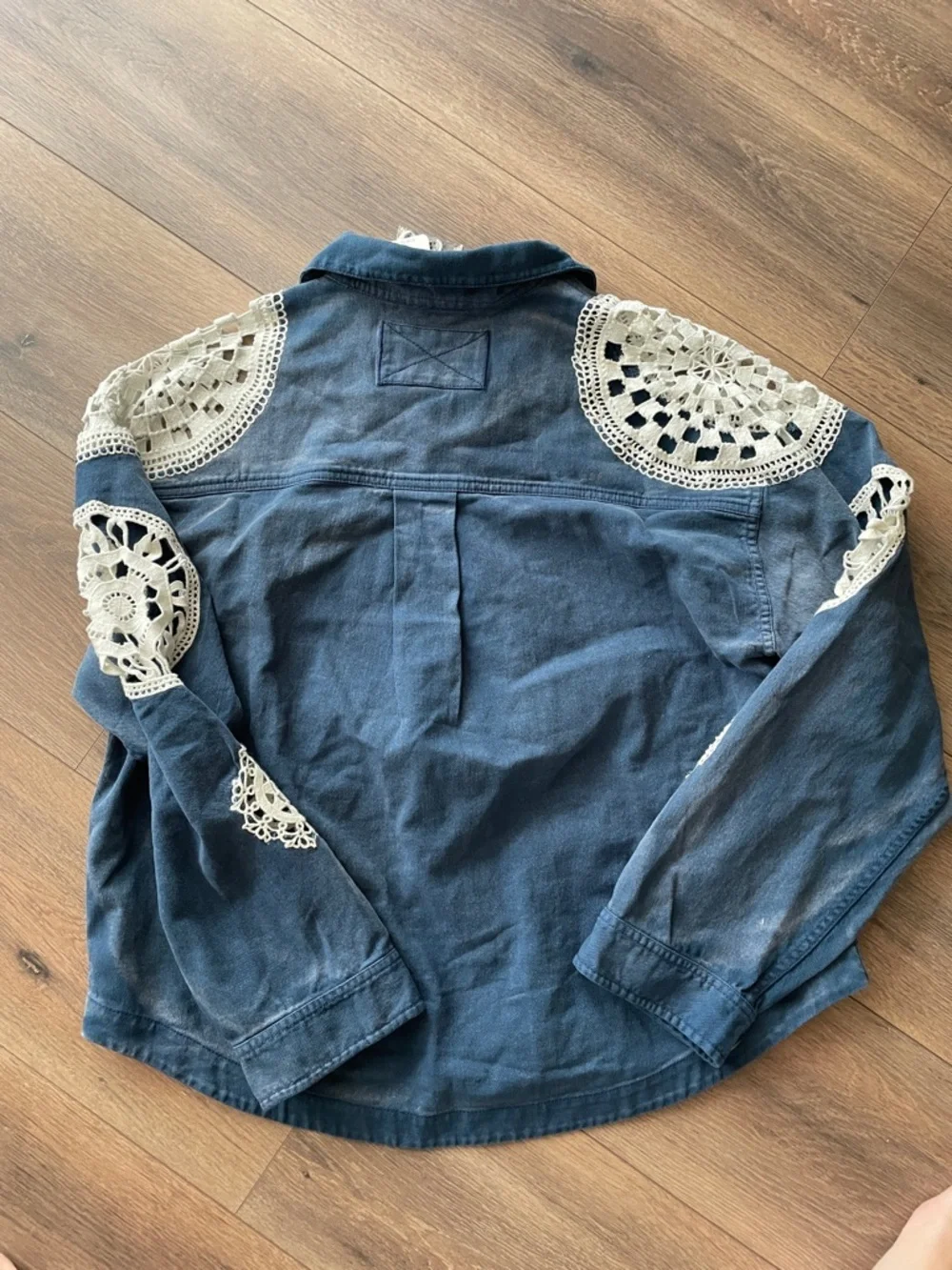 Free People Washed and Crafted Crochet Polo- Size Small